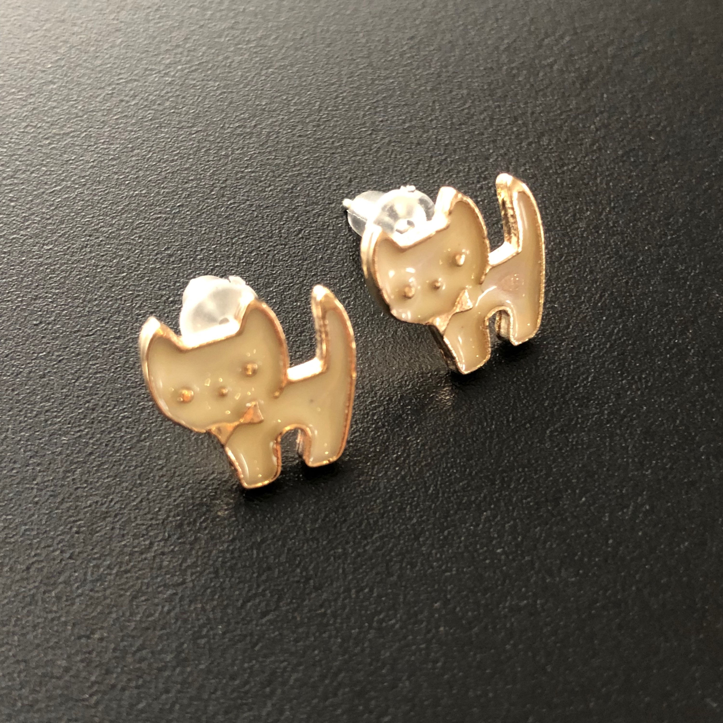 Handmade Metal Stud Earrings - Cat