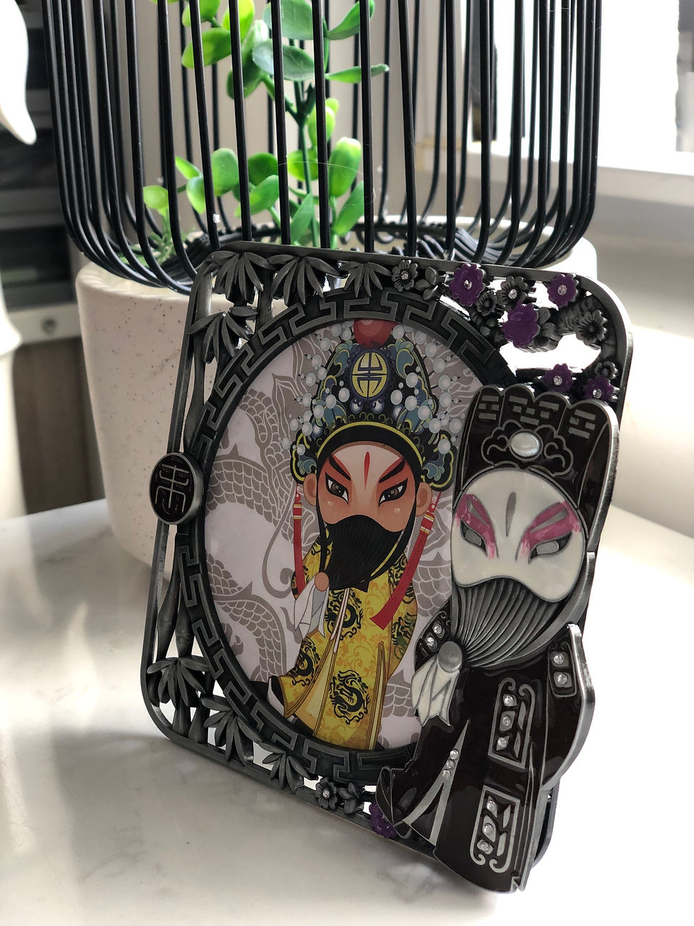 Classical Chinese Opera Square Metal Photo Frame (12x12cm)