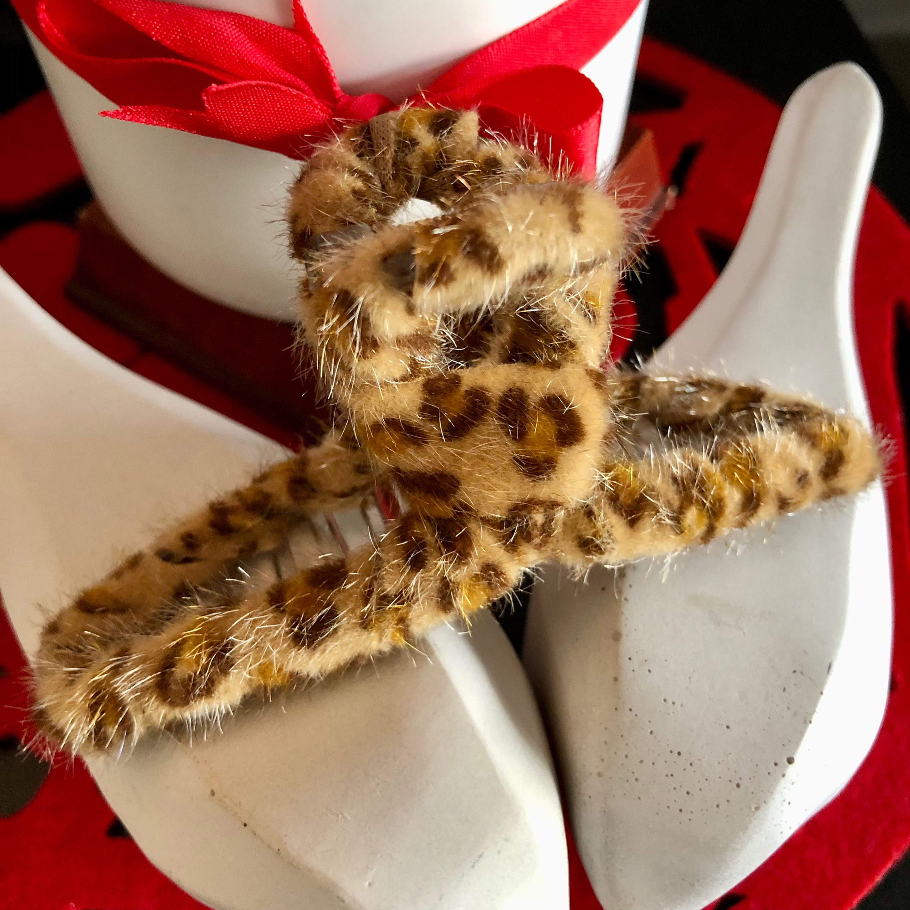 Plush Leopard Print Hair Clip