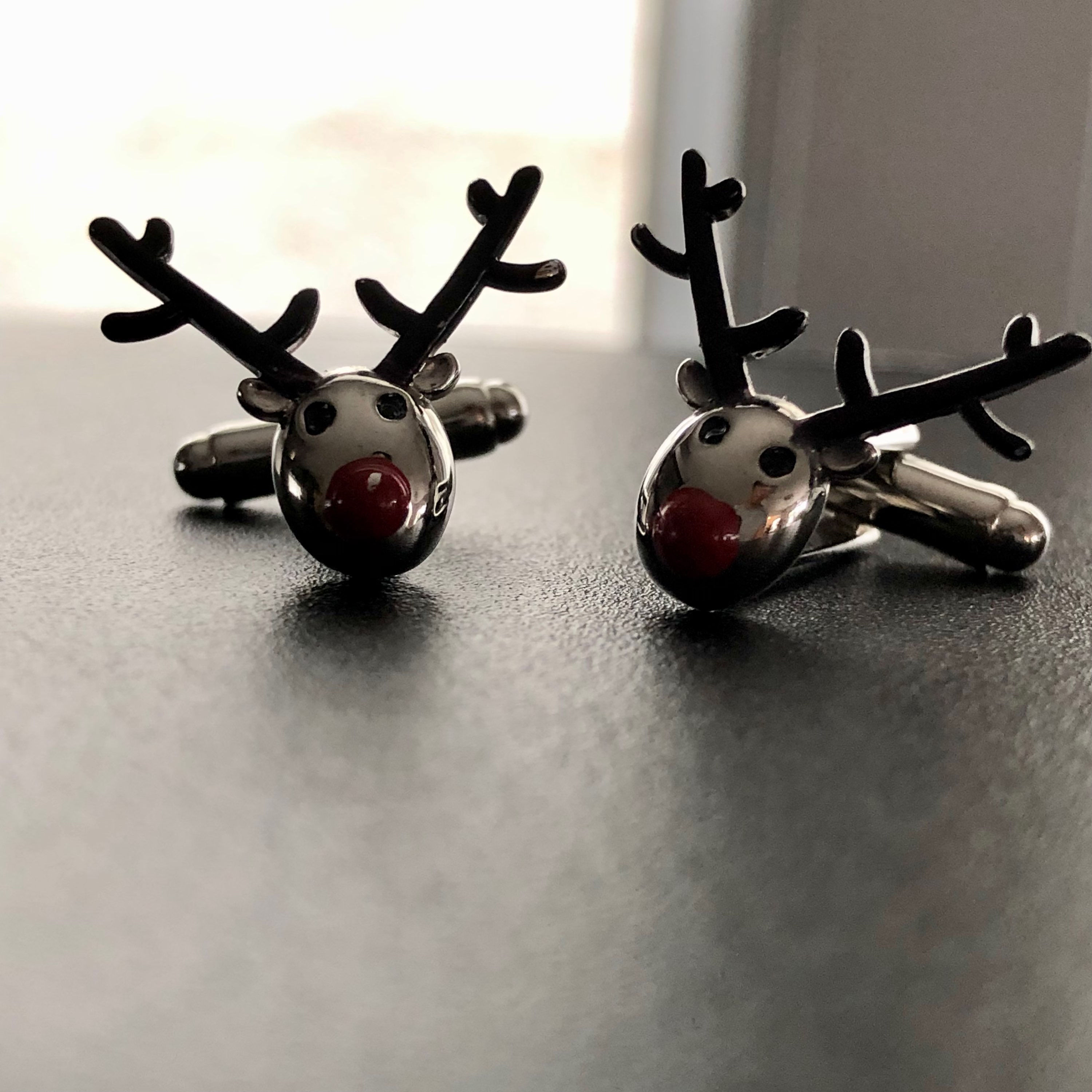 Designer Christmas Reindeer Cufflinks (Silver)