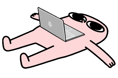 Representação de uma pessoa deitada com um laptop sobre seu peito