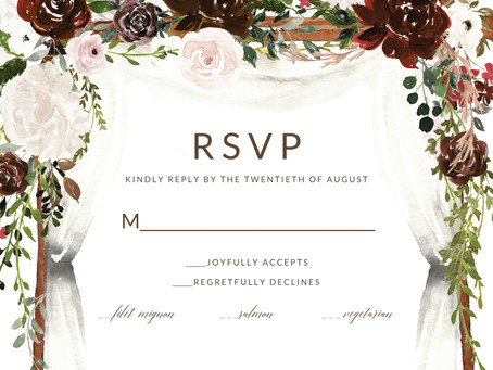 Make your wedding a very special day with gorgeous printed invitations with matching RSVP cards.