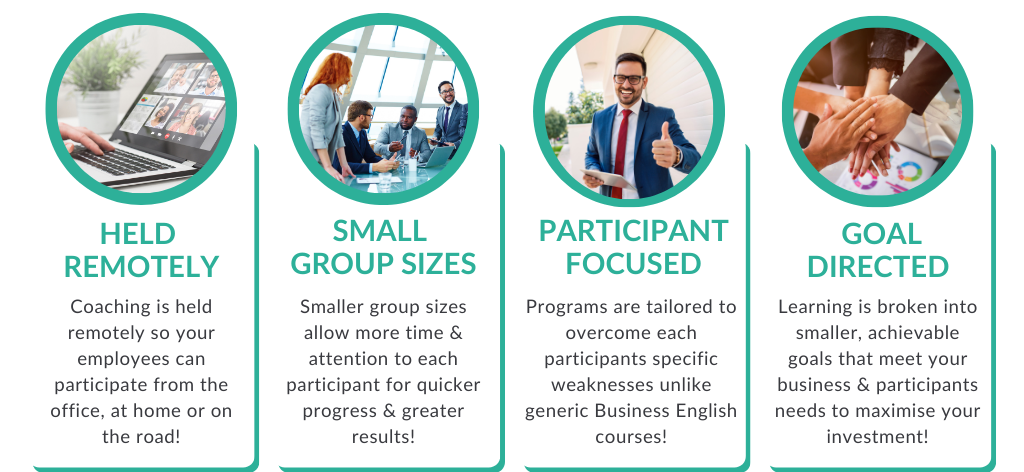 Infographic describing Company English Communication Coaching
