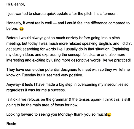 Client testimonial from Rosie