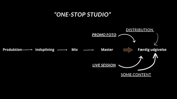 Et billede af hvad The Hideout Studio tilbyder, herunder mix, mastering, indspilning osv.