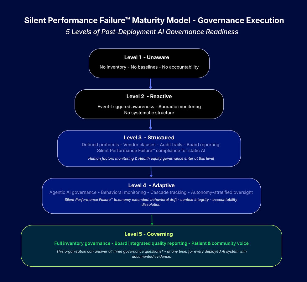 Silent Performance Failure™ Maturity Model - Governance Execution