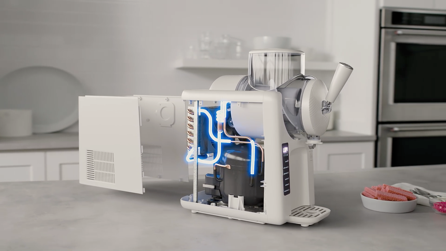 Garbanzo teamed up with The Cookware Company to highlight the Frost Ice Cream and Frozen Drink Maker’s built‑in chiller.

We refined their CAD model with photoreal materials and textures, then match‑moved an exploded 3D assembly into live‑action footage—seamlessly blending virtual and practical elements. By replicating the on‑set lighting and animating the internal coolant flow, we created a clear, engaging visual that shows exactly how Frost keeps your treats perfectly frozen.