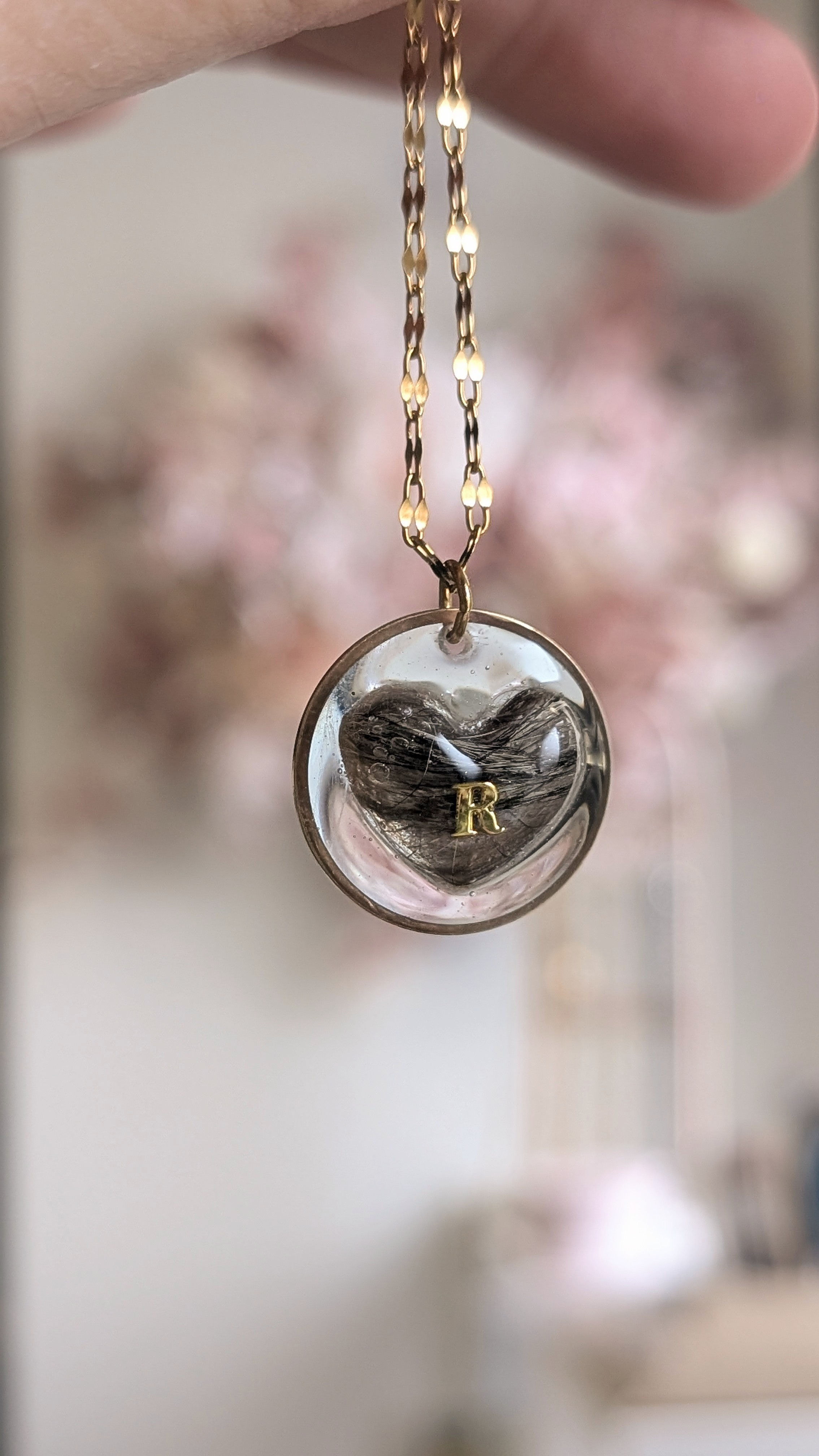 Pendentif coeur - Poils, crins et/ou cendres