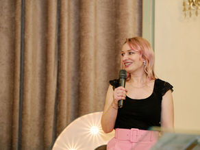 Jen speaking at an event