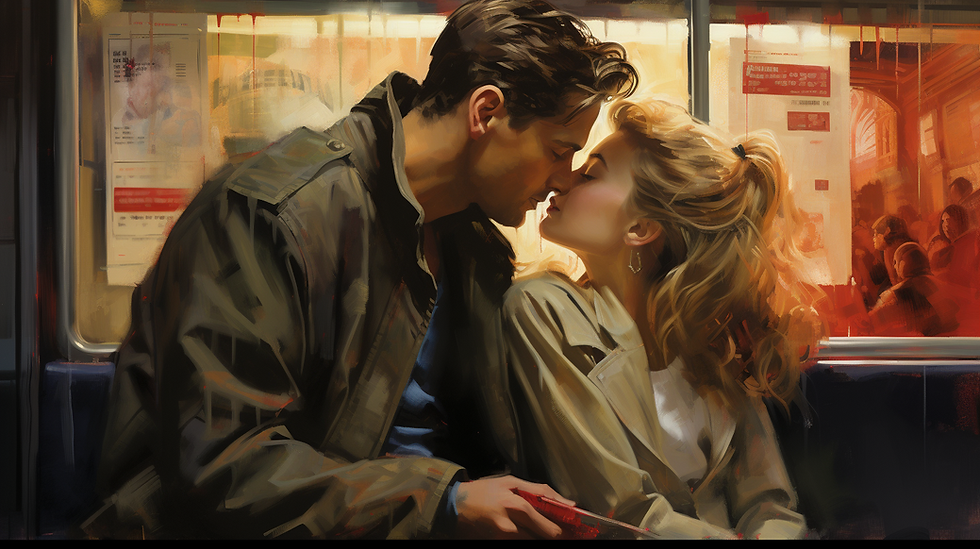 Hollywood image illustrating classic romantic scene; contrasting Hollywood ideals with real love narratives.