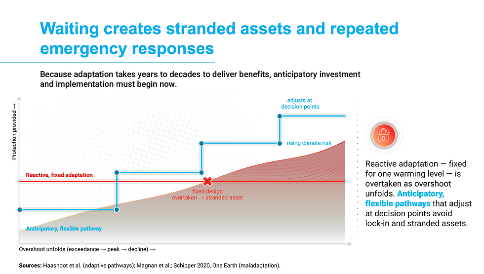 A diagram showing the difference between reactive, fixed measures and flexible, anticipatory pathways.