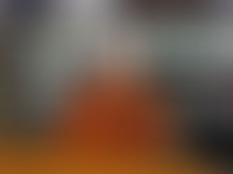 Debra Roberts sits at a wooden desk in front of bookshelves filled with books. She has short gray hair and wears an orange silk blouse and a large bead necklace.