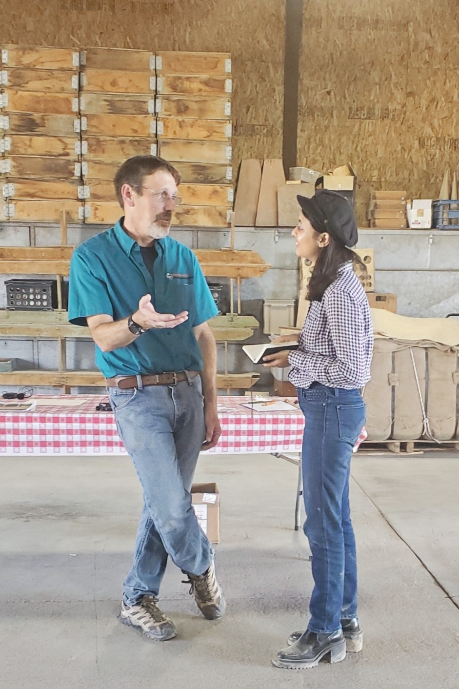Shreya interviews entomologist and agricultural expert Stuart Reitz for a story on effect of climate change on crops in Malheur County at the OSU Malheur Experiment Station Field Day in Vale, Oregon