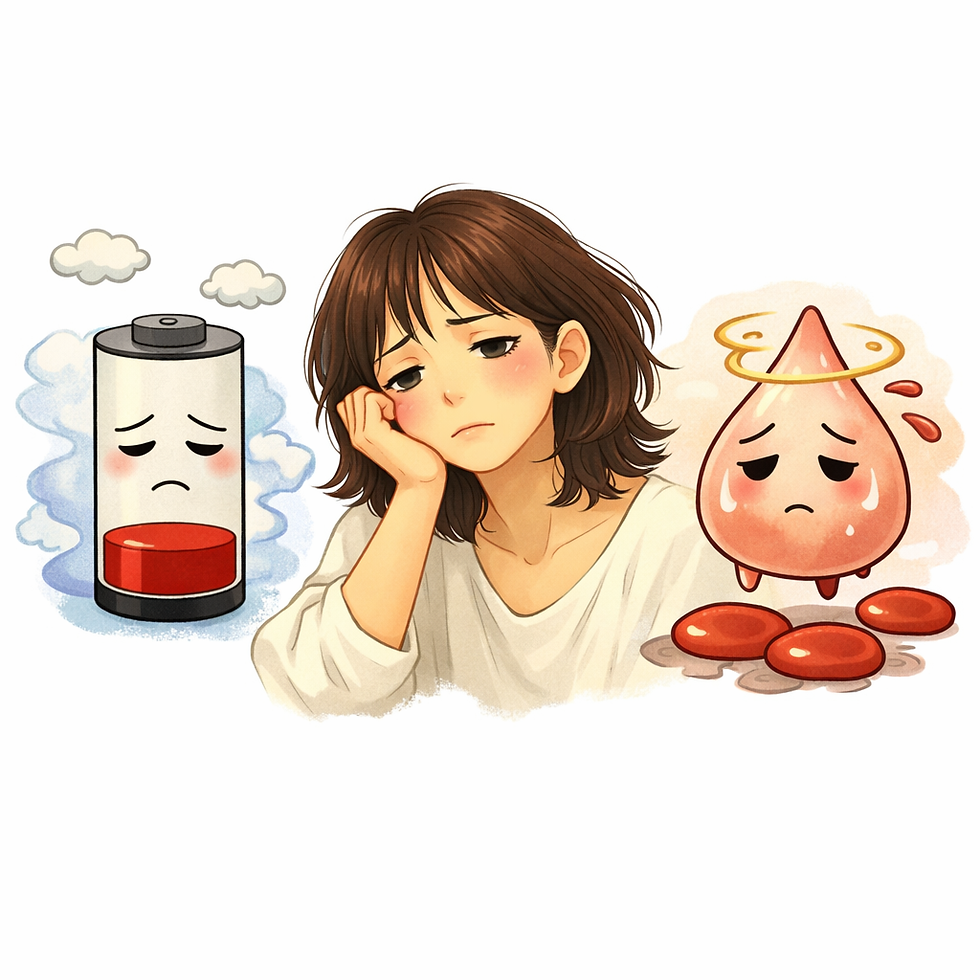 気と血が不足している状態のイメージ図・気血両虚