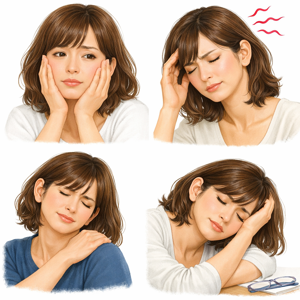 梅雨時期に起こりやすい女性の不調を表したイラスト