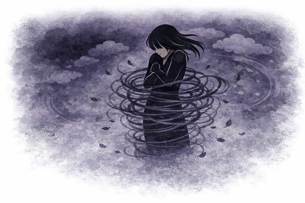 東洋医学における氣の滞り・肝鬱氣滞のイメージ図