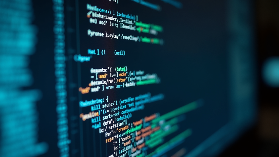 Close-up view of a computer screen displaying code and AI algorithms