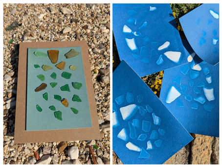 cyanotype avec du verre poli de la plage