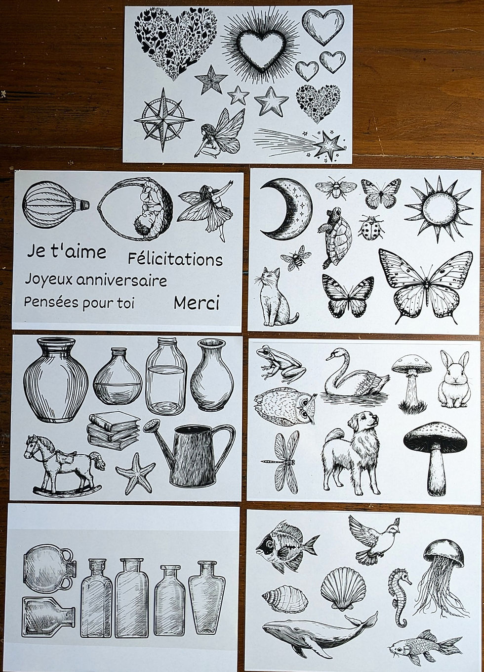 Thumbnail: Planches de négatifs pour cyanotype (60 motifs) 