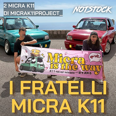 Matteo/Micra Verde e il fratello
Marco/Micra Rossa-Ex grigia, nonché i K11 BROTHERS, oggi ci raccontano la loro storia (con la voce narrante di Matteo)!
Partendo da una semplice Micra
K11 comprata come utilitaria economica, qualcosa è scattato.
Qualcosa che ha portato i due fratelli a convogliare le loro energie in una passione per i motori davvero sincera: pur non essendo meccanici professionisti
sono riusciti a creare due belle bestioline non da poco!