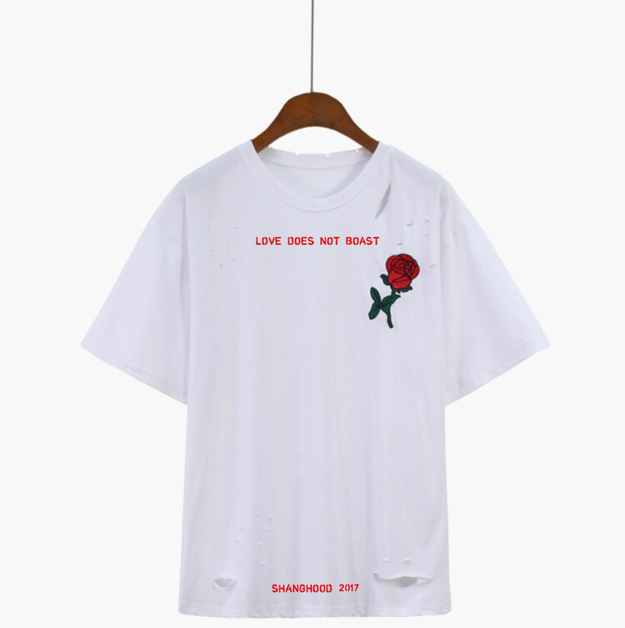 Love Does Not Boast Rose White Oversized Tee