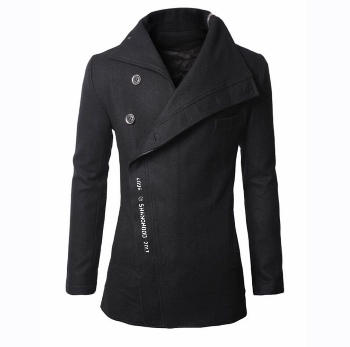 4896 Wool Coat Black (White Font)