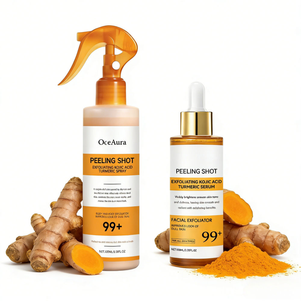 Kojic Acid Turmeric Spray and Serum Keratin Care Exfoliating Peeling Solution No