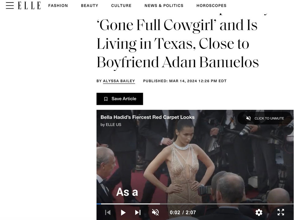 Bella Hadid Has Reportedly ‘Gone Full Cowgirl’ and Is Living in Texas, Close to Boyfriend Adan Banuelos