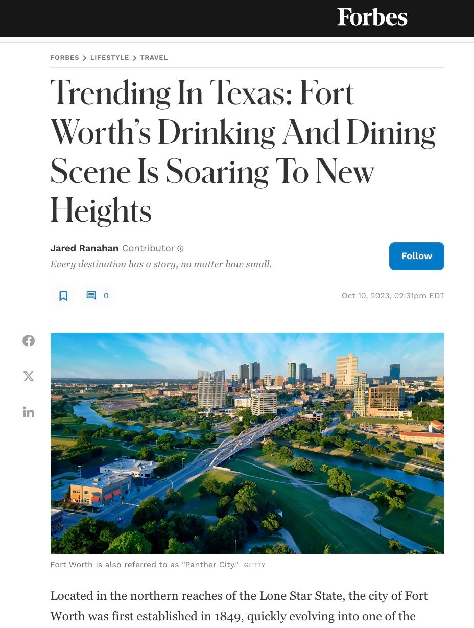 Trending In Texas: Fort Worth’s Drinking And Dining Scene Is Soaring To New Heights