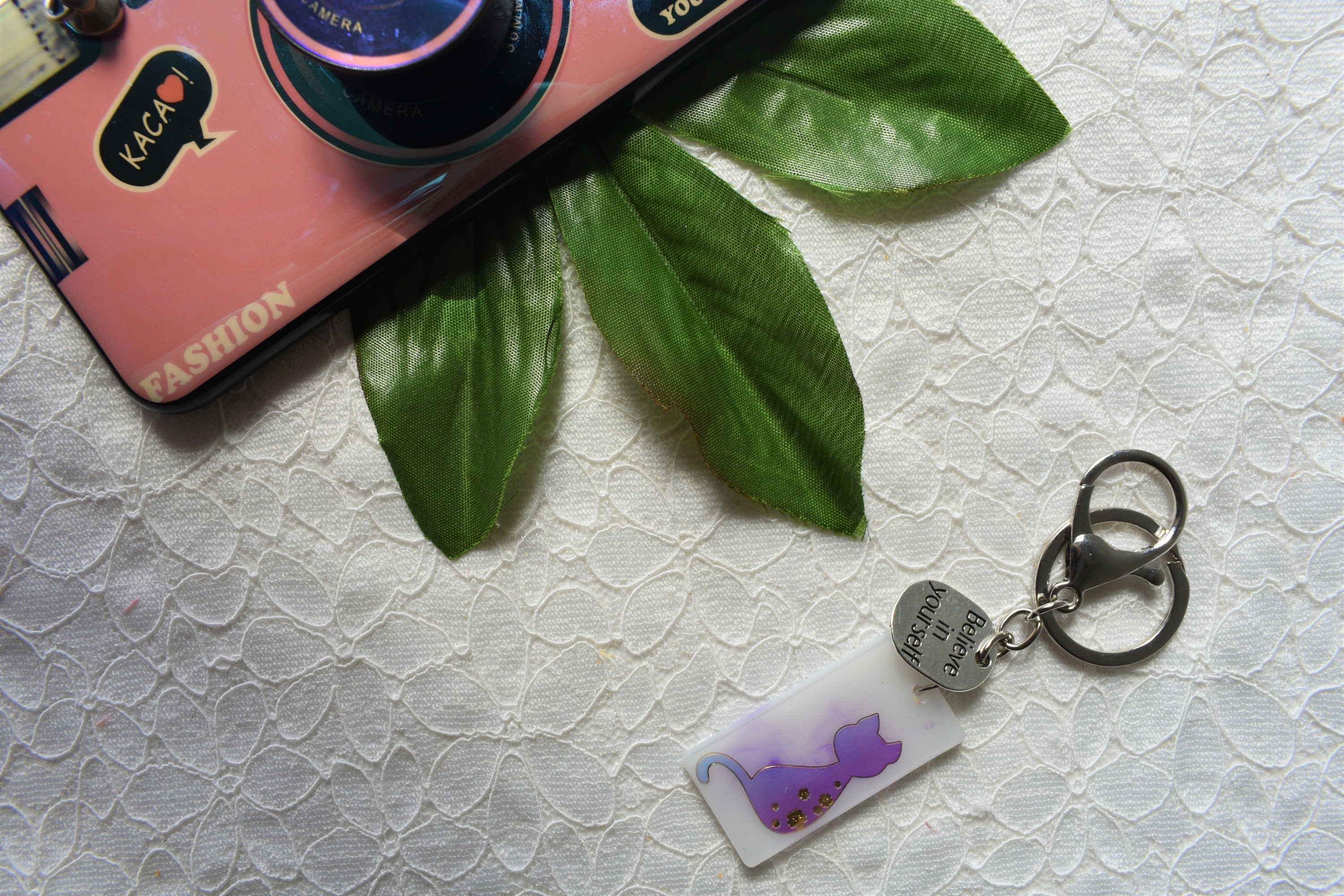 Purple Cat Keychain