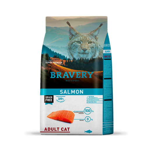 Bravery Gato Adulto Salmón 7 kg - Alimentación Premium Sin Granos