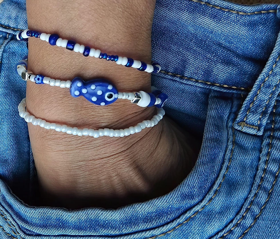 3 bracelets assortis "Poisson bleu"