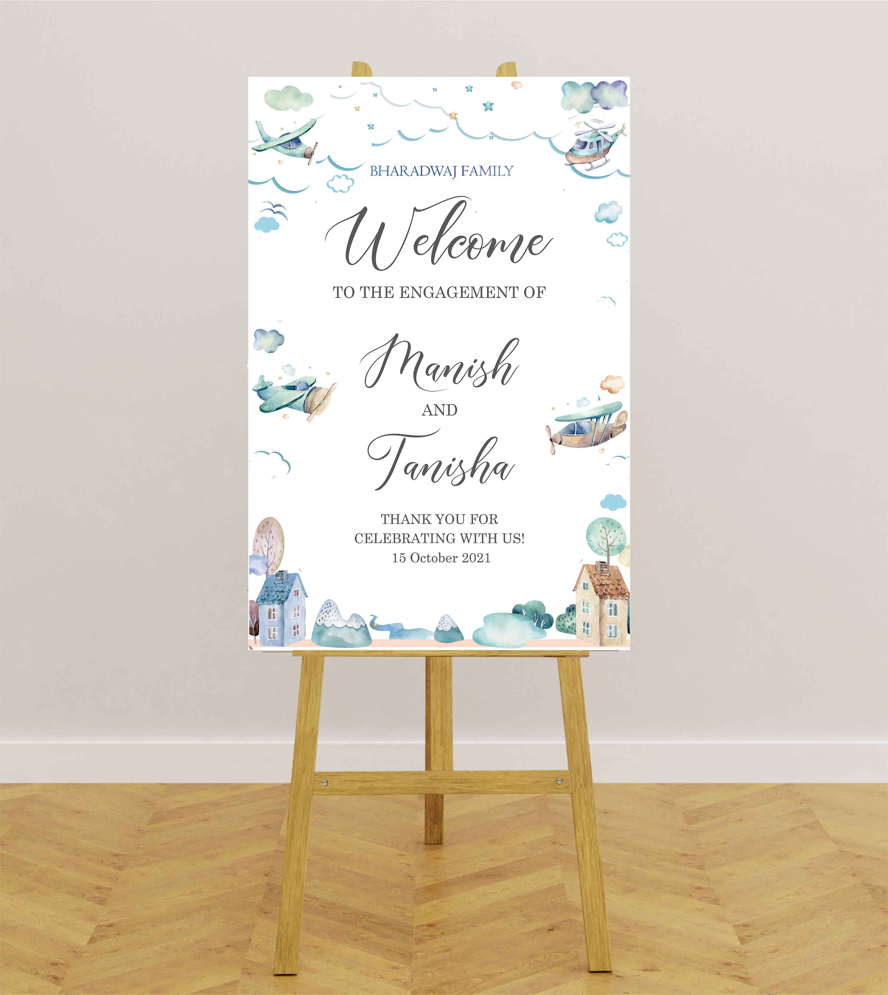 Aeroplane Theme Birthday party Welcome Board