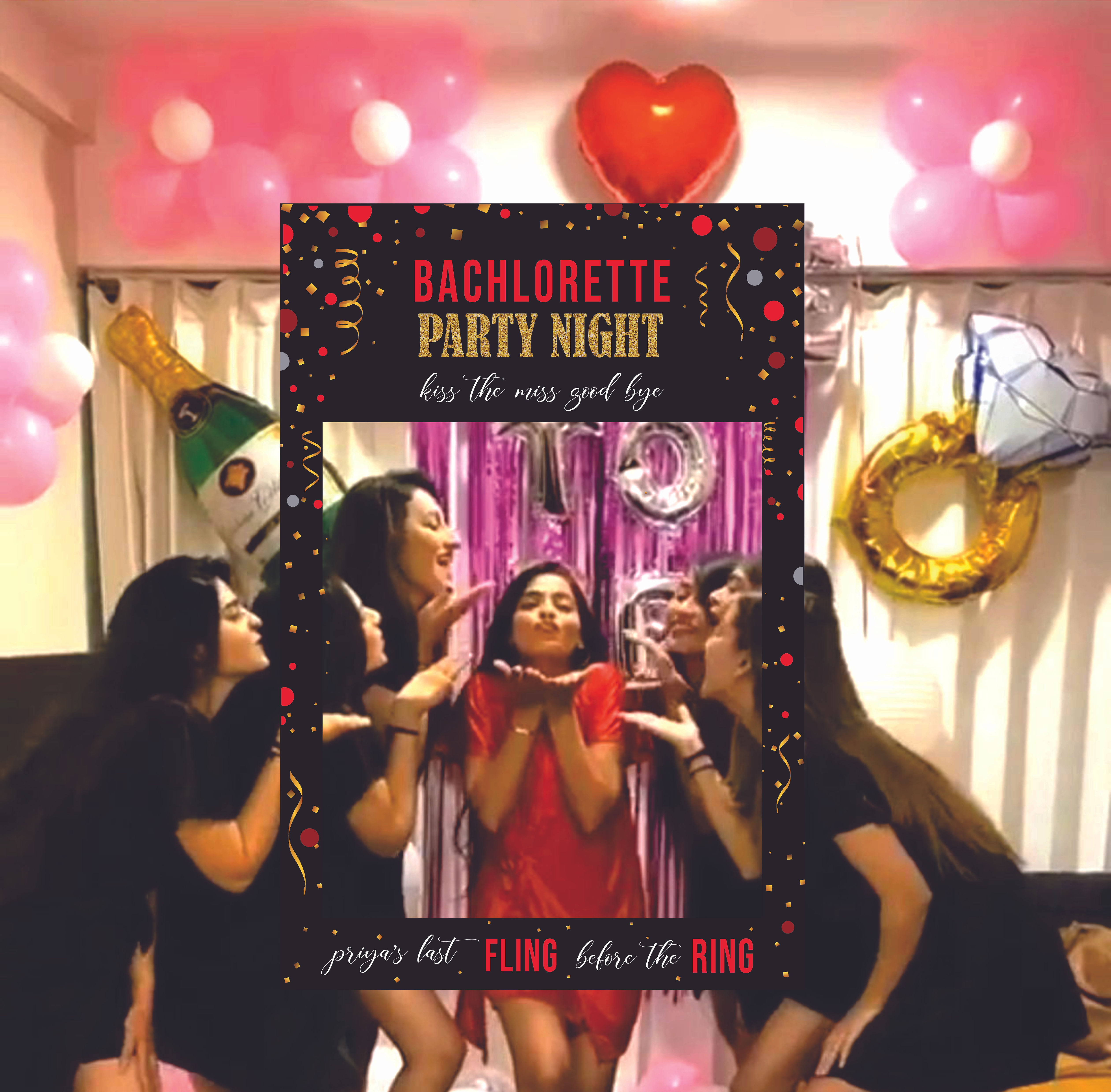 Customized Bridal shower bachelorette party selfie photobooth frame