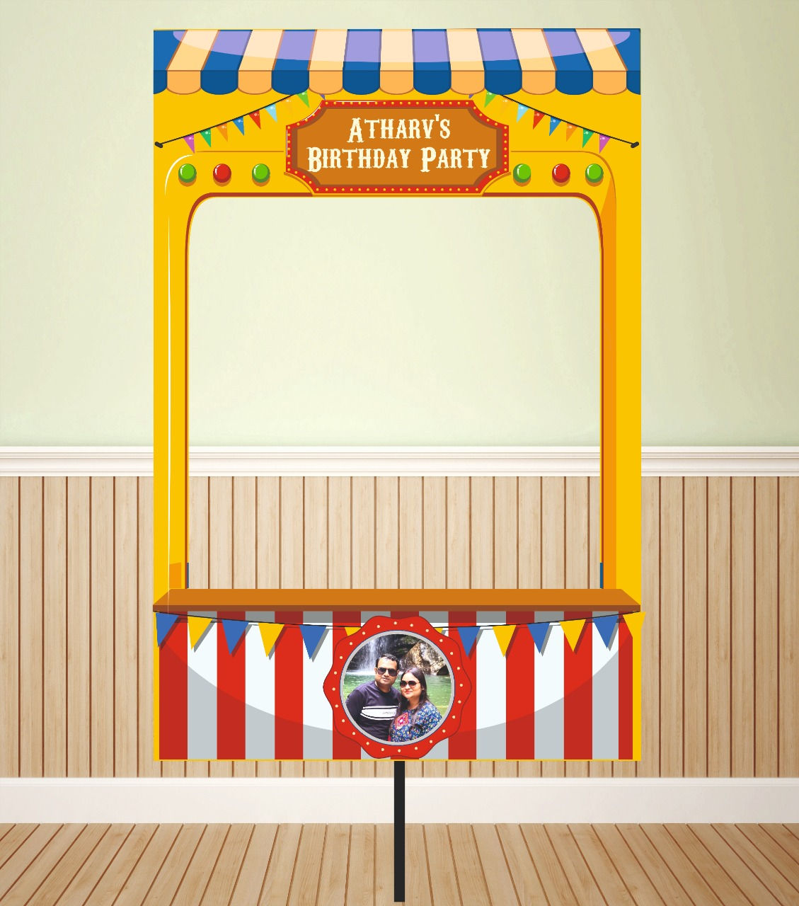 Customized Circus theme selfie photobooth frame for kid's birthday