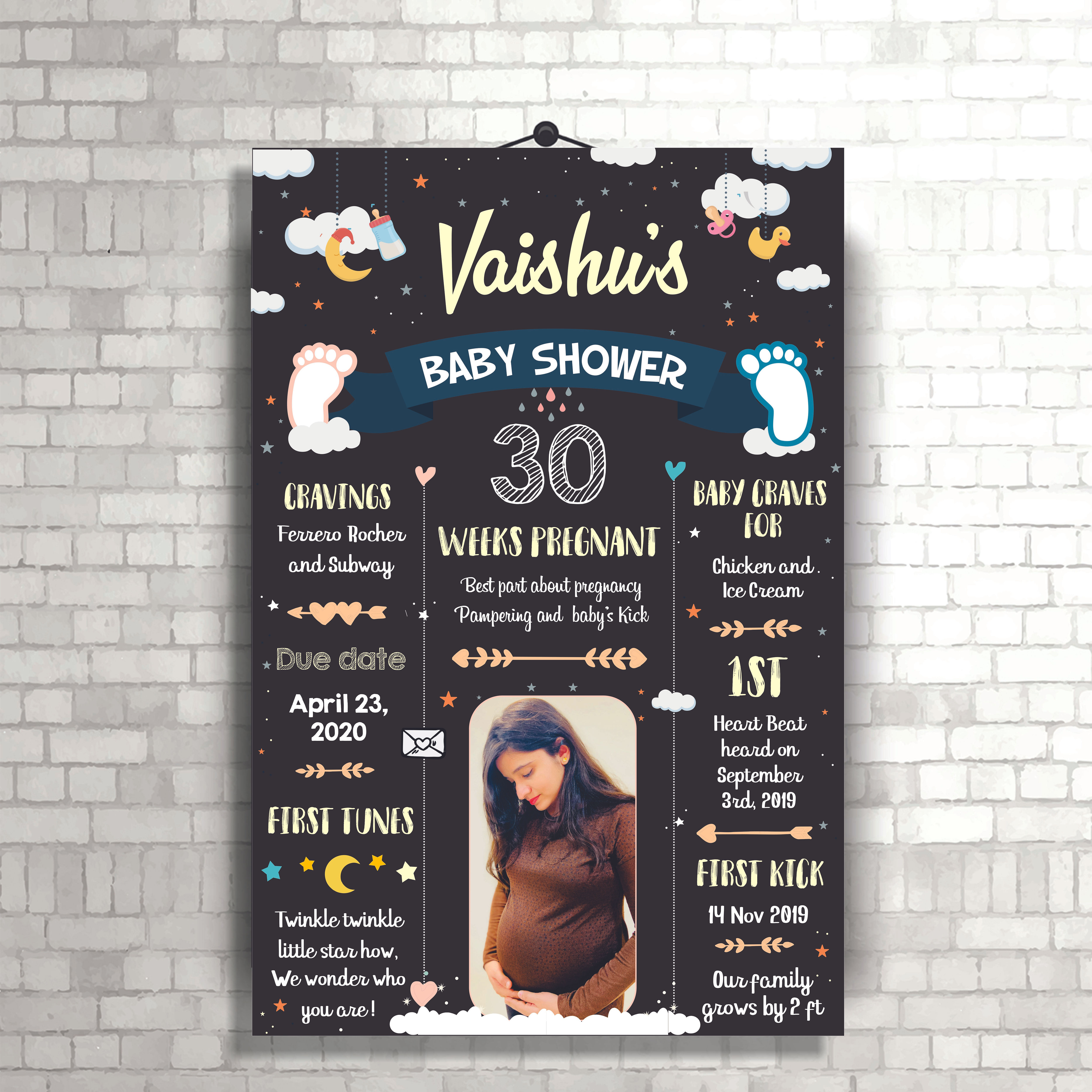 Cute feet Design Baby Shower Chalk Board Poster