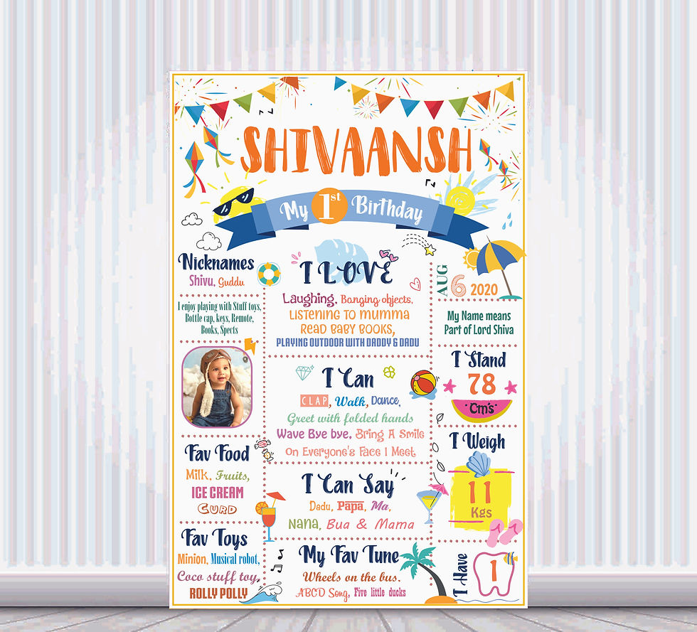 White Beach / Carnival Theme Chalk Board Milestone poster