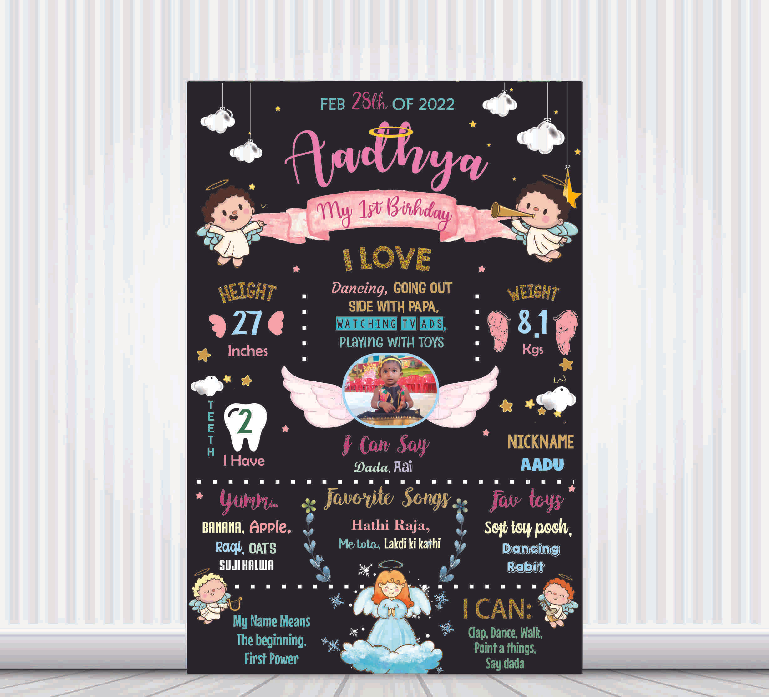 Angel Baby Theme Chalk Board / Milestone Poster
