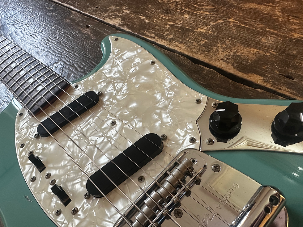 Thumbnail: Fender Japan 1997 Mustang California Blue Slab Body 1966 Reissue MIJ w/ Softcase