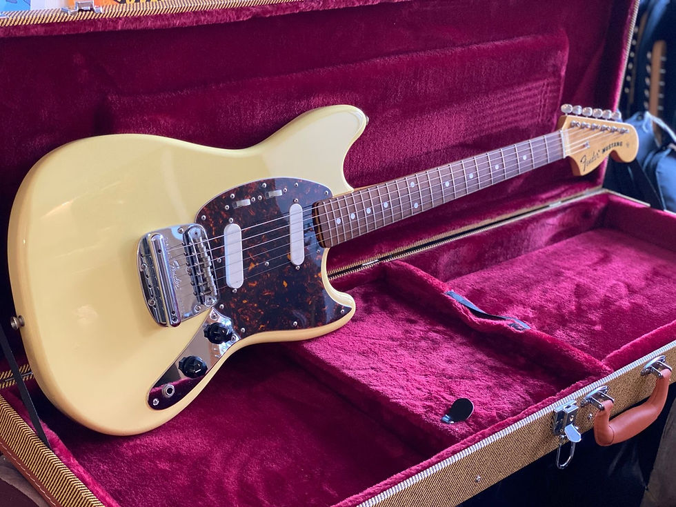 Thumbnail: Fender Mustang 1969 Reissue Vintage White/Yellow CIJ Japan 2002 w/ Hardcase