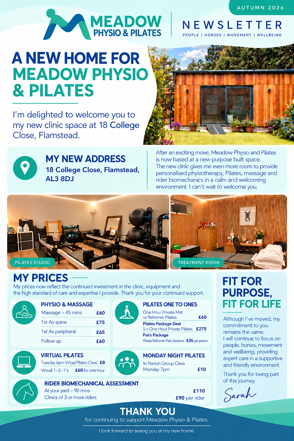 A New Home for Meadow Physio & Pilates