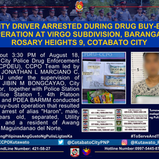 27-anyos na utility driver sa Cotabato, artestado sa buy-bust operation sa Barangay Rosary Heights 9