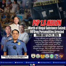 99 indibidwal, arestado sa magkakahiwalay na anti-illegal drug operation sa Davao Region; P1.3 million na halaga ng suspected shabu, nasamsam