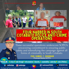 3 indibidwal kabilang na ang 2 wanted person, timbog ng awtoridad sa magkahiwalay na operatyon sa Koronadal City, Tupi at Banga, South Cotabato