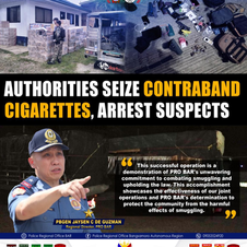 Mahigit 200 kahon ng pinaniniwalaang smuggled na sigarilyo, nasamsam ng mga elemento ng PNP PRO BAR sa checkpoint operation sa Luuk, Sulu