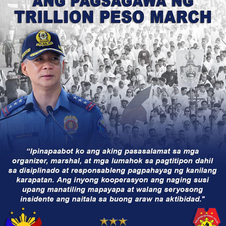 Maayos at ligtas na naisagawa ang 87 aktibidad na may 55,975 na kalahok sa Trillion Peso March, at walang seryosong insidente na naitala, ayon sa PNP