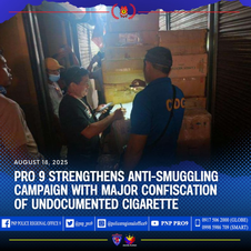 2.9 million pesos na halaga ng smuggled cigarettes, nasamsam ng mga tauhan ng PNP PRO 9