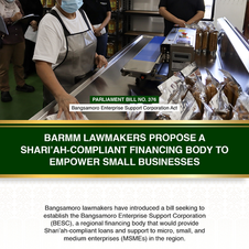 Panukala hinggil sa pagtatatag ng financing body na magbibigay ng Shari’ah-compliant loans at suporta sa micro, small, at medium enterprises o (M-S-M-Es) sa rehiyon, isinusulong sa BTA