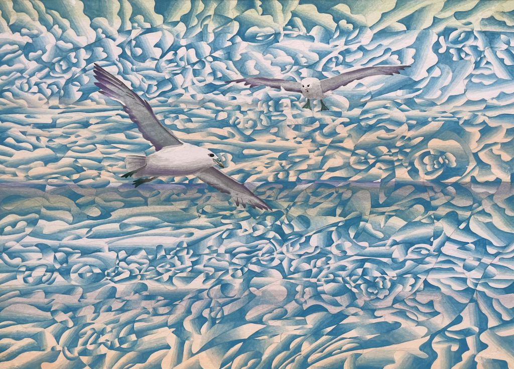 Fulmars coming in from the ocean