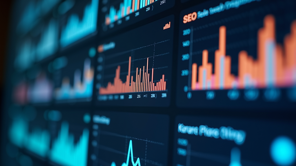 Close-up view of a digital marketing dashboard showing SEO analytics